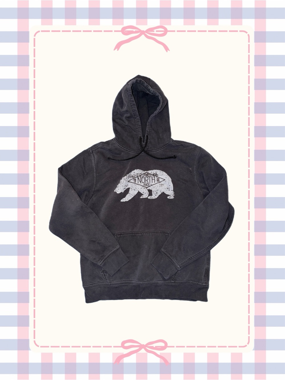 Men's Black North Face Bear Graphic Hoodie Sweatshirt